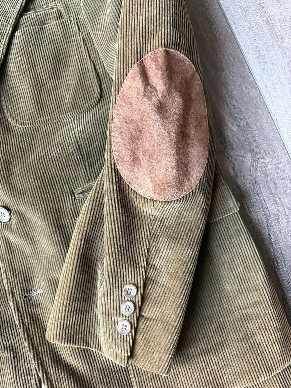 Orvis Vintage Olive Green Corduroy Sport Coat Blazer with Suede Elbow Patches - Picture 3 of 9